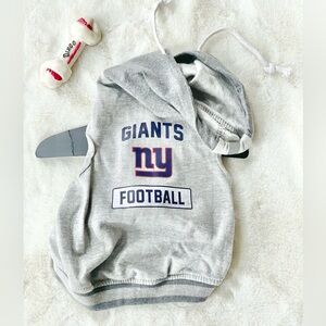 🐶New w/tag NFL NY GIANTS  Dog Hoodie w/Velcro Closure and drawstring Hood. Grey